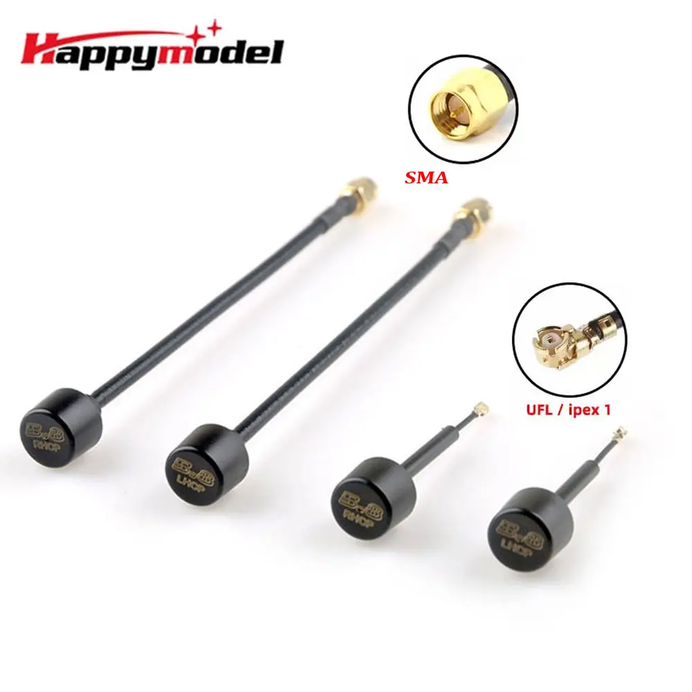 HappyModel 5.8GHz 2.5db Lollipop Omni Antenna 150mm SMA 60mm UFL RHCP LHCP 5500-6000MHz for FPV Racing Freestyle Drones RC Parts