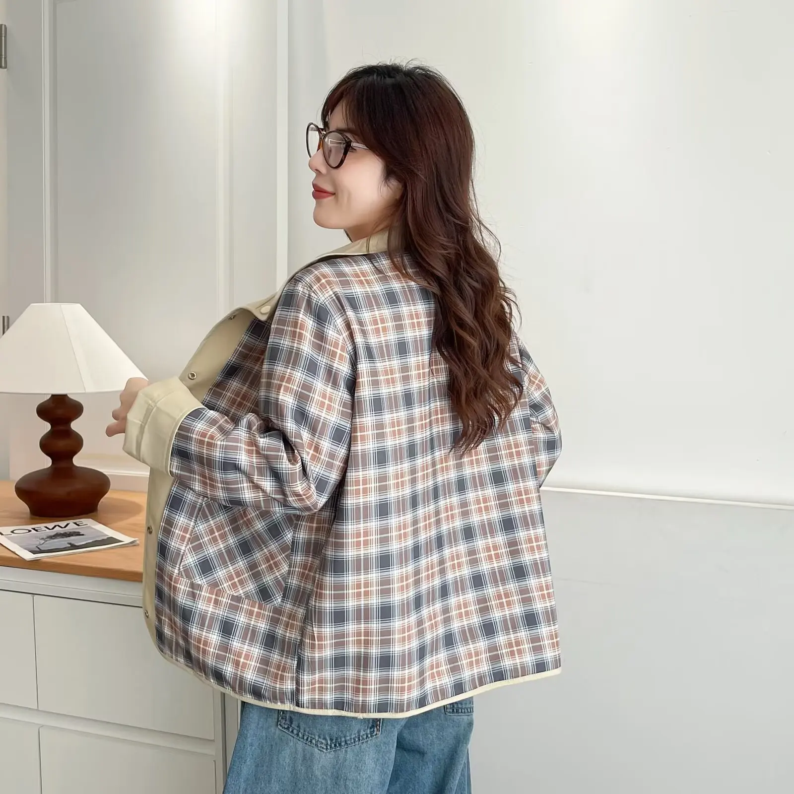 XXXXL Fashion Plus Size Women's Jacket New Autumn Stylish Windbreaker Wear On Both Sides Casual Coats