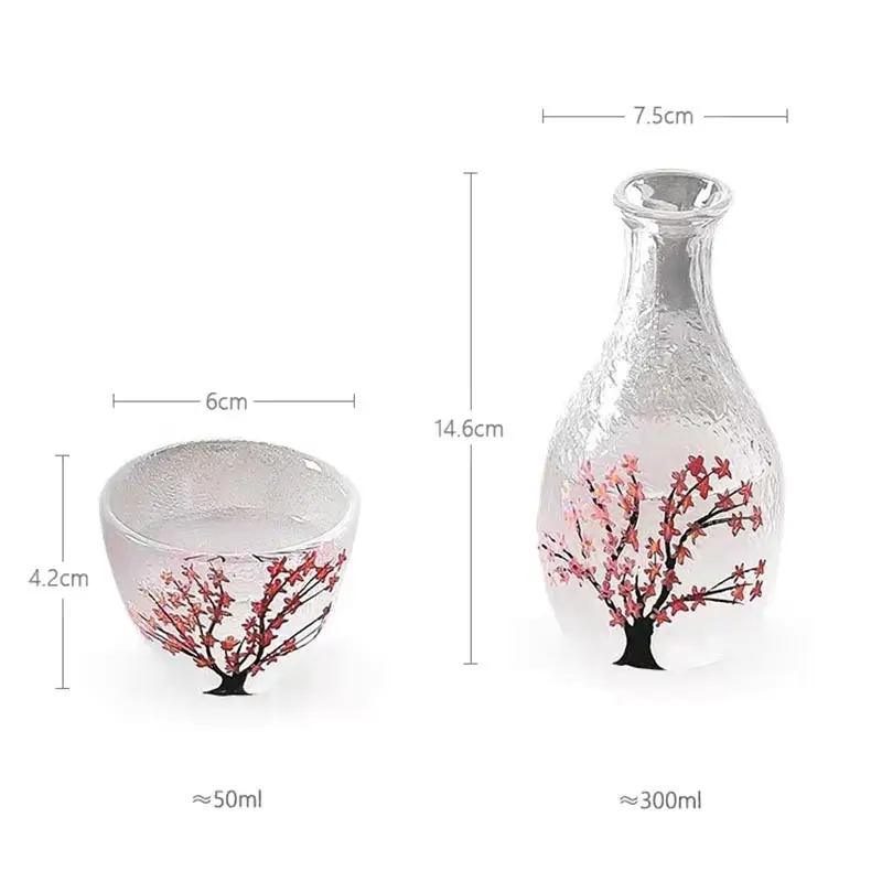 Description Picture 2 of itemJapanese Style Sakura Wine Glasses Wine Decanter Handmade Cocktails Sake Glasses Retro Small Teacups Transparent Water Cup 50ml