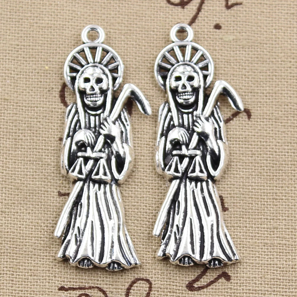 6pcs Charms Grim Reaper Tod 51x19mm Antike Silber Farbe Anhänger DIY Halskette Handwerk, Die Entdeckungen Handmade tibetischen Schmuck