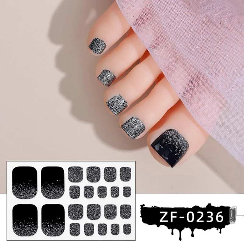 Nail Stickers Nail Art Tools Nail Art Decoration Nail Decals New Nail Polish Film Toenail Stickers Solid Color Glitter Toe Nail Art Sticker DIY Waterproof Adhesive Wraps Decals Decors
