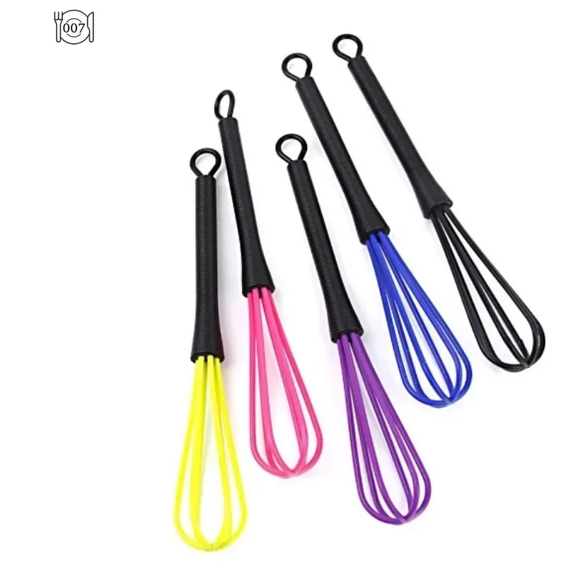 1 PCS Small Mini Plastic Whisk Mixer Hand Egg Beater Stirrer Baking Blender Tool Double Head Whisk with Small Spoon Kitchen egg beater rotary whisk dough whisk electric whisk handheld electric whisk balloon wire whisk wire whisk ball whisk
