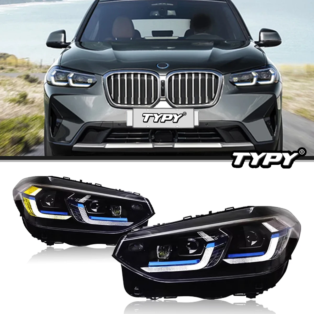 

TYPY Car Lights For BMW X3 G01 Headlight G08 2018-2022 LED Headlights DRL Turn Signal Daytime Running Lights Low High Beam