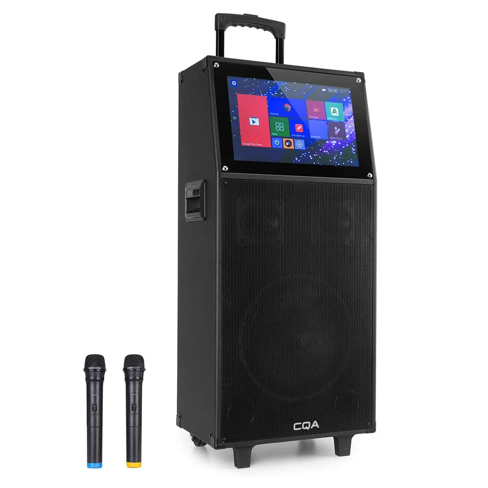 

CQA home theatre system 12" wood pa portable party TV speaker with 15.4" touch screen/WIFI Android system