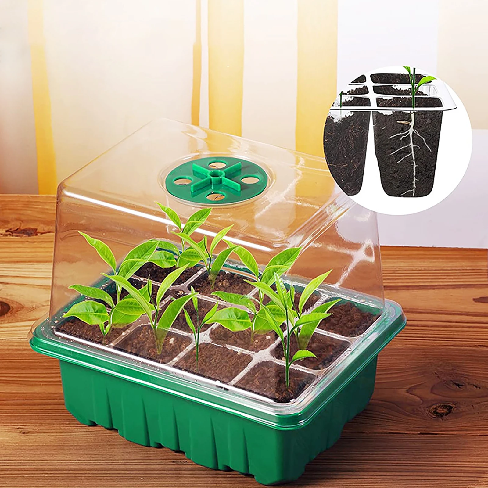 Seedling Starter Kit with Humidity-Control Domes - Set of 3 Trays with Adjustable Vents