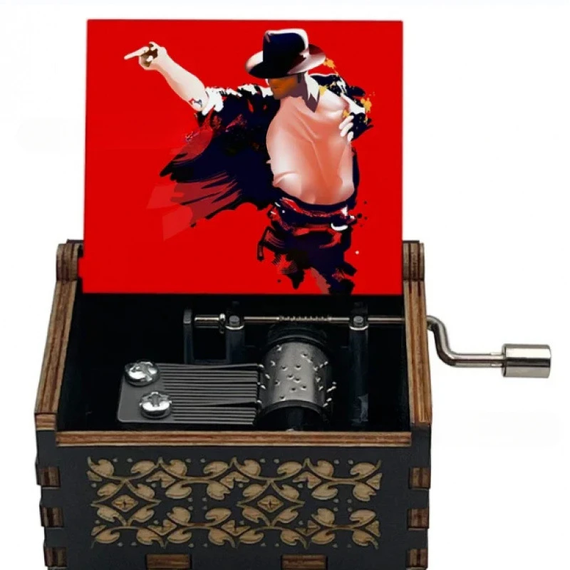 Source Factory Wooden Music Box Wooden Hand Crank Ornament Music Box Michael Jackson Music Box Wholesale 5
