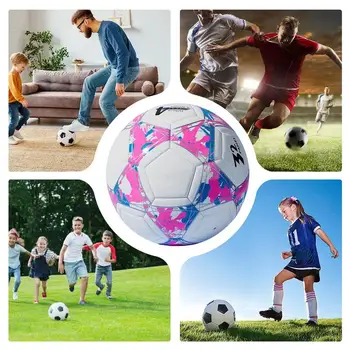 Kids Soccer Balls Abrasion-Resistant Professional Soccer Balls Match Ball With Bright Colors For Grass Artificial Turf Or Indoor 5