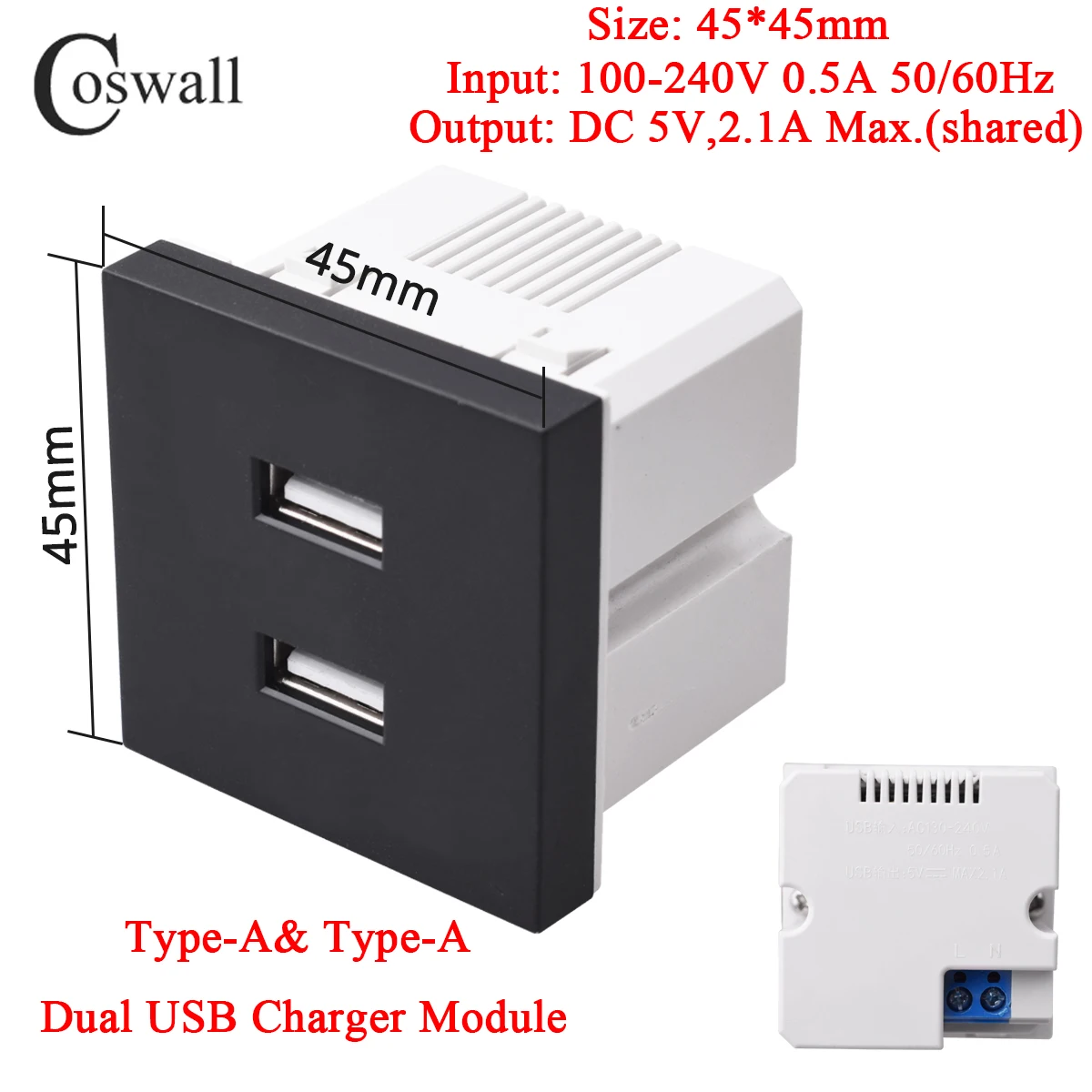 Coswall Dual USB Wall Charger with 20W Fast Charging Capability