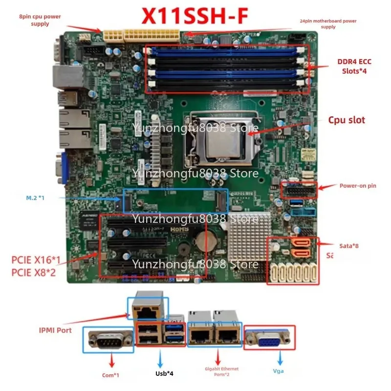 Supermicro Server IPMI Main Board X11SSH-F Single NAS Main Board