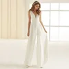 Ramanda Elegant Wedding Jumpsuit Simple Wedding Dresses For Women  V Neck Boho Wedding Gown 2025 Beach Bridal Gown Customized 1