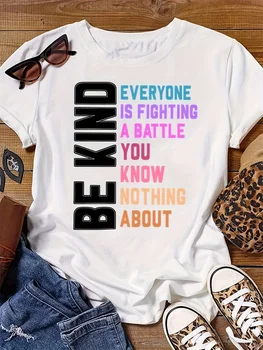 Be Kind Mental Health Women's Tee - Inspirational Graphic, Casual Positive Top 1
