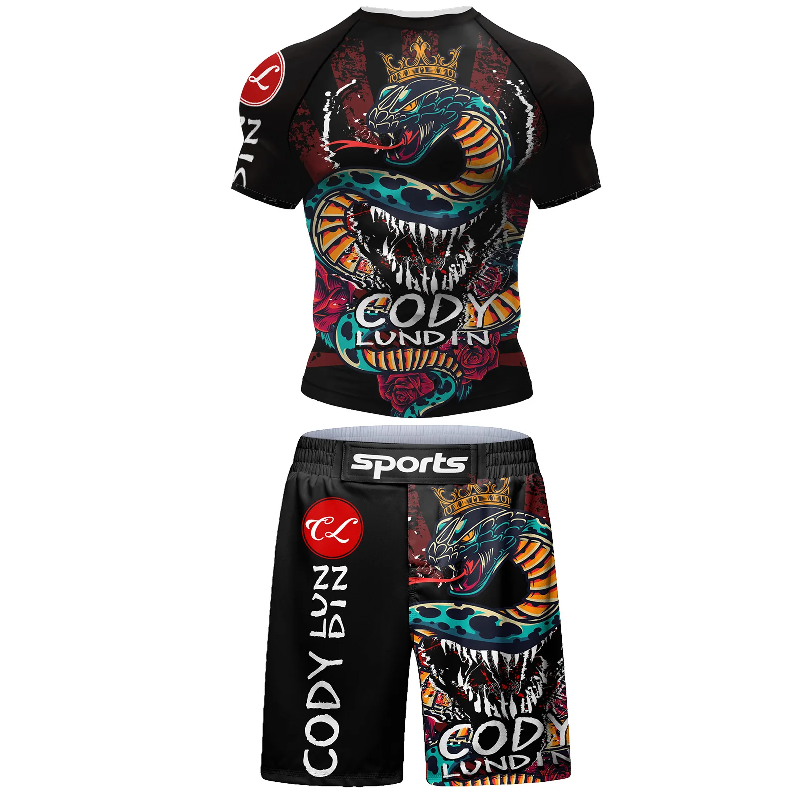 Bjj mma T-Shirt Shorts Sets Boxing sportswear rash guard sportsuits Muay Thai sublimation Gi Rashguard Clothing Sets