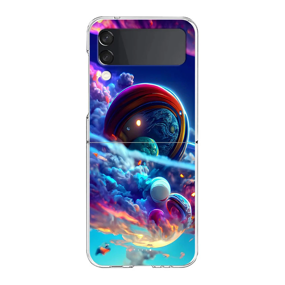 Schöne Planeten sterne harte PC-Handy hülle für Samsung Galaxy Z Flip 5 4 3 transparente Abdeckung für Galaxy Z Flip 6 faltbare Hüllen – Detail 4