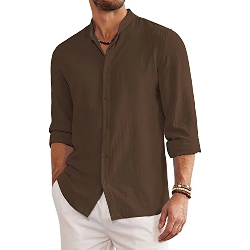 

2023 Summer British Shirt Men's Cardigan Long Sleeve
