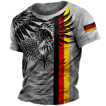 Germany Men's T-Shirt Flag Print O-Neck Short Sleeve Loose Tee Shirts Streetwear Summer Men's Handsome Clothing 5xl
