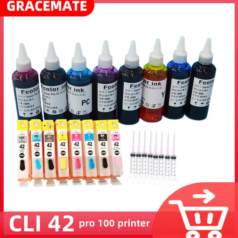 

CLI42 Empty Refillable Ink Cartridges Cli 42 Cartridge 8 Color Ink Compatible for Canon PIXMA Pro 100 Pixma Pro 100 Printer