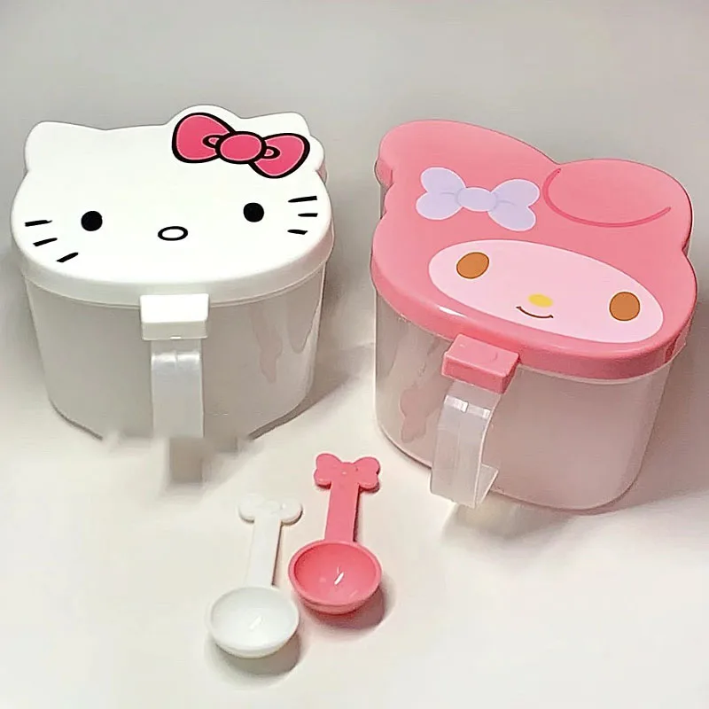 

Kawaii Sanrio Kitchen Spice Jar Cute Hello Kittys Spoon Moisture-Proof Cover Salt Monosodium Glutamate Seasoning Box Girls Gifts