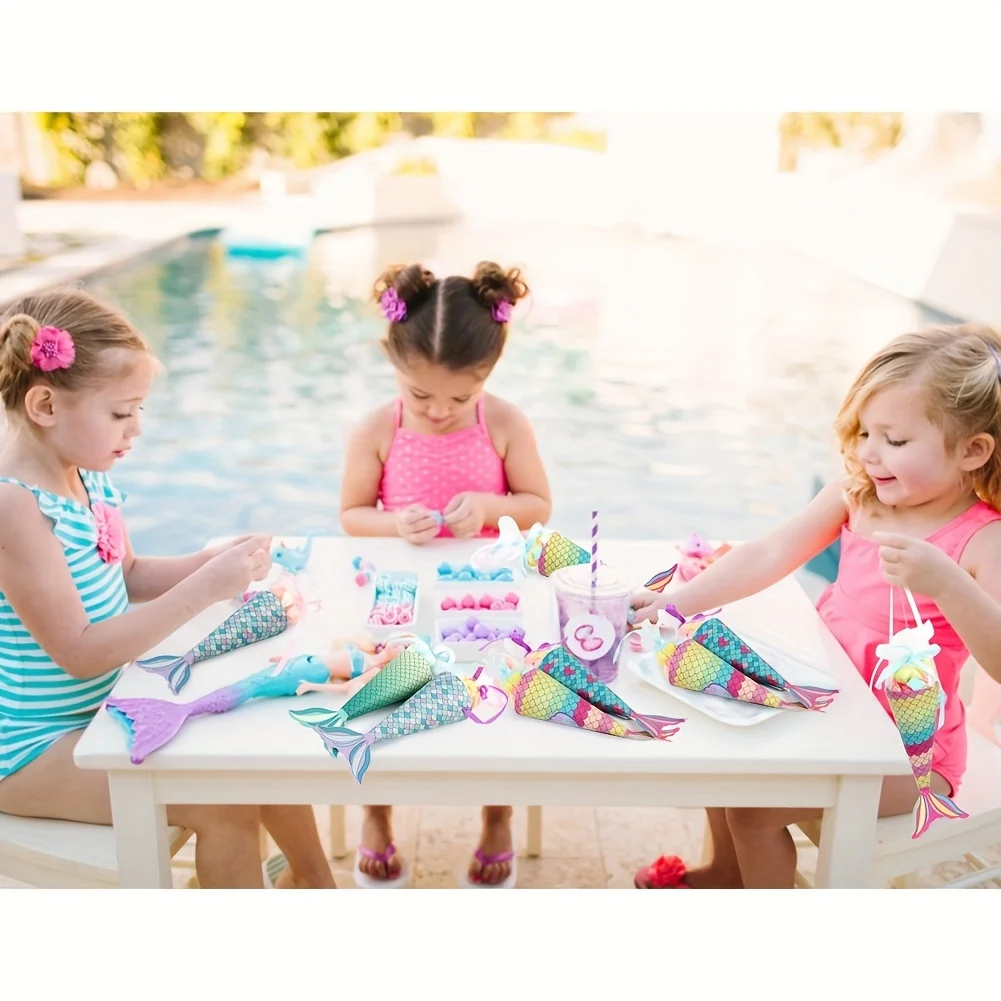 12Pcs Mermaid Paper Candy Gift Boxes with Invitation Card Gift Bags for Girls Birthday ... - SKU PCGB1114 - UGI Packaging