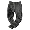 Motorcycle Leather Trousers Men Leather Pant Thick 100% Cowhide Vintage Grey Black Men's Moto Biker Pants Winter 5XL