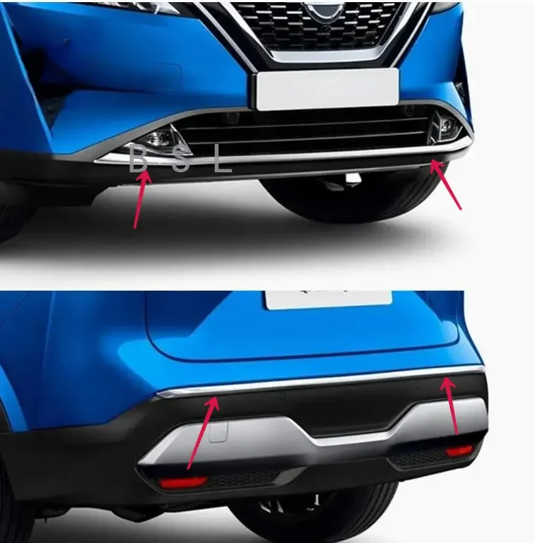

For Nissan Qashqai J12 2022 2023 Car Accessories ABS Chrome Plated Before The Bar Bumper Cover Shield Trim Molding Lower Grille