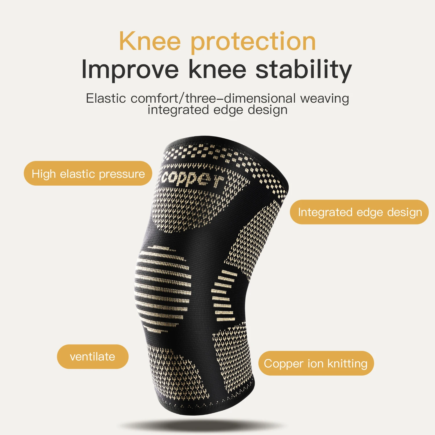 Copper Knee Brace 1PC Arthritis Pain Support Copper Knee Sleeve Compression sleeve Sports Knee Pain Relief