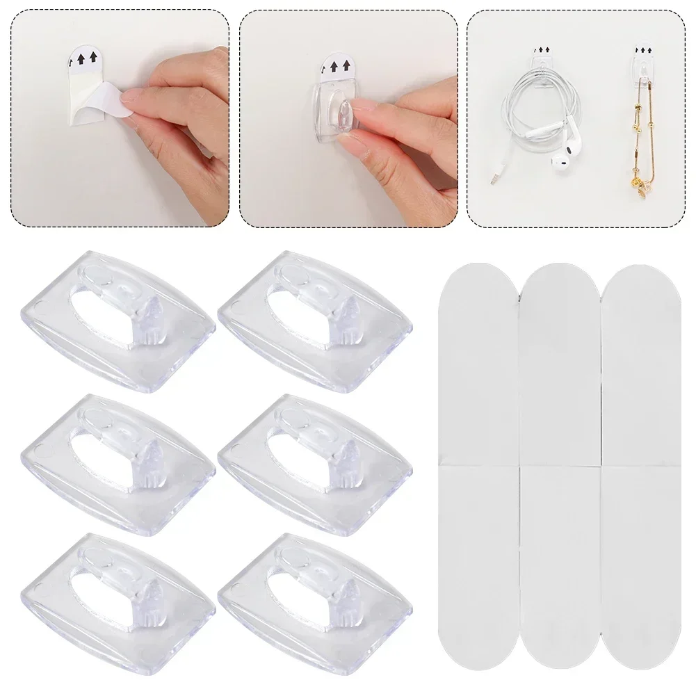 Wall Mount Hooks Self Adhesive Hooks Desk Hook Multi Purpose Hooks Adhesive Wall Hook Metal Hook Wall Hooks Removable Transparent Seemless Hook Rack Garland Hooks Holder Bathroom Kitchen Bedroom Towel Plastic Key Hanger