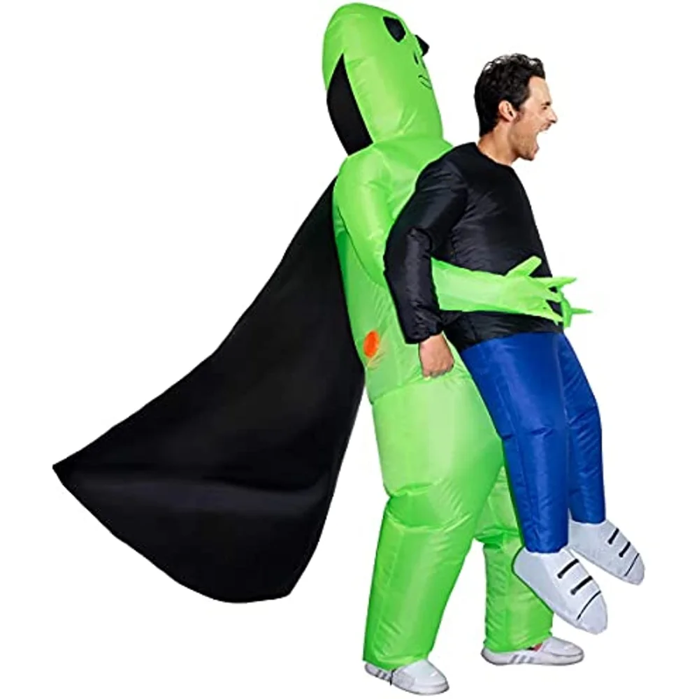 

Inflatable Alien Costume Halloween Blow Up Alien Costumes Cosplay Fantasy Costume for Adults with Cloak