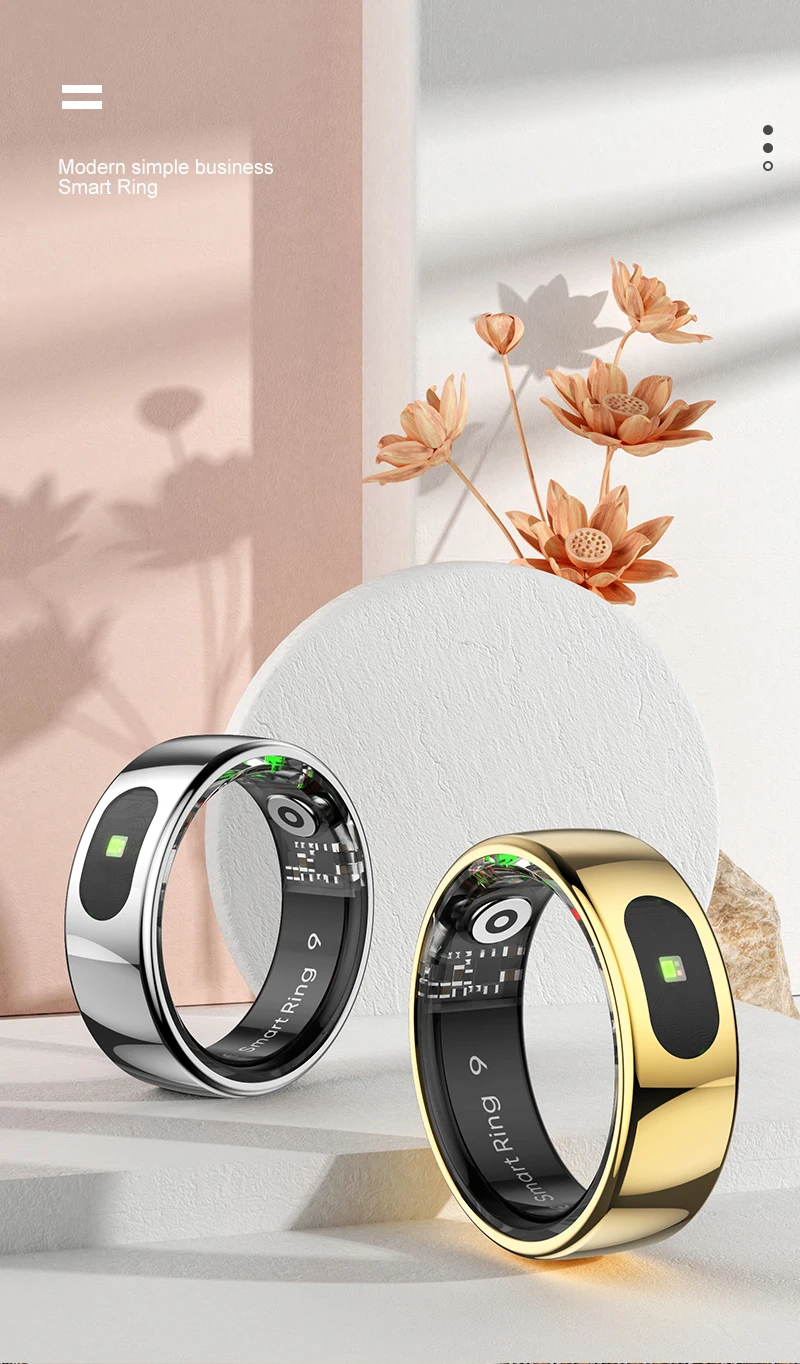 New R08 Smart Ring With Charging Case Smart Touch Screen Health Monitor Sports Fitness Tracker IP68 5ATM Waterproof Smart Ring