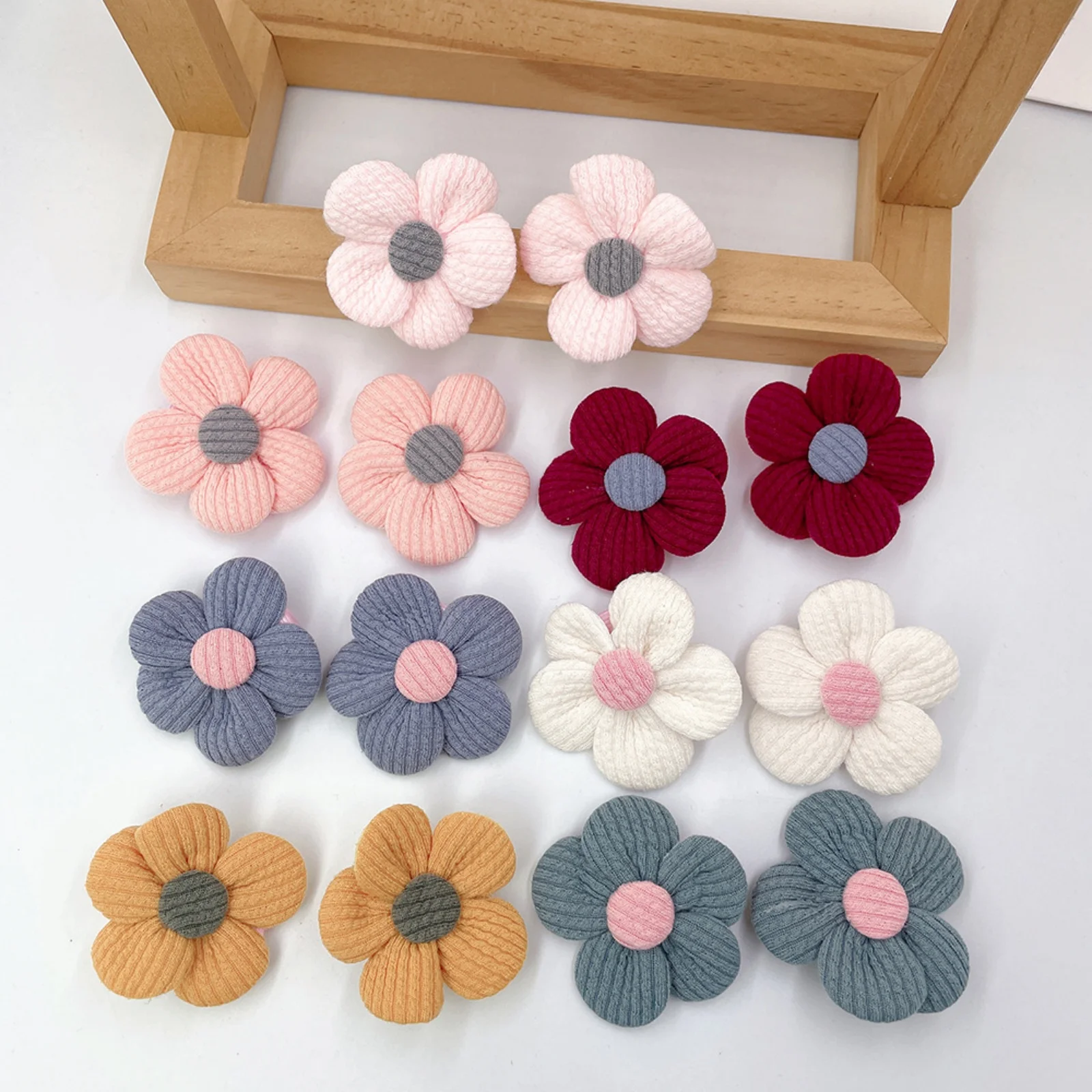 7/14Pcs Set Children Cute Fabric Flower Hair Clip Hair Accessories Sweet Girl Hairpins Baby Headdress Barrettes Kids Headwear