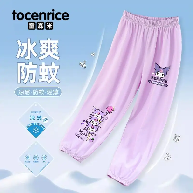 

Cartoon Kuromi Children Pants Sanrio Kawaii Anime Cinnamoroll My Melody Thin Pants Summer Sweet Cute Mosquito Repellent Kid Gift