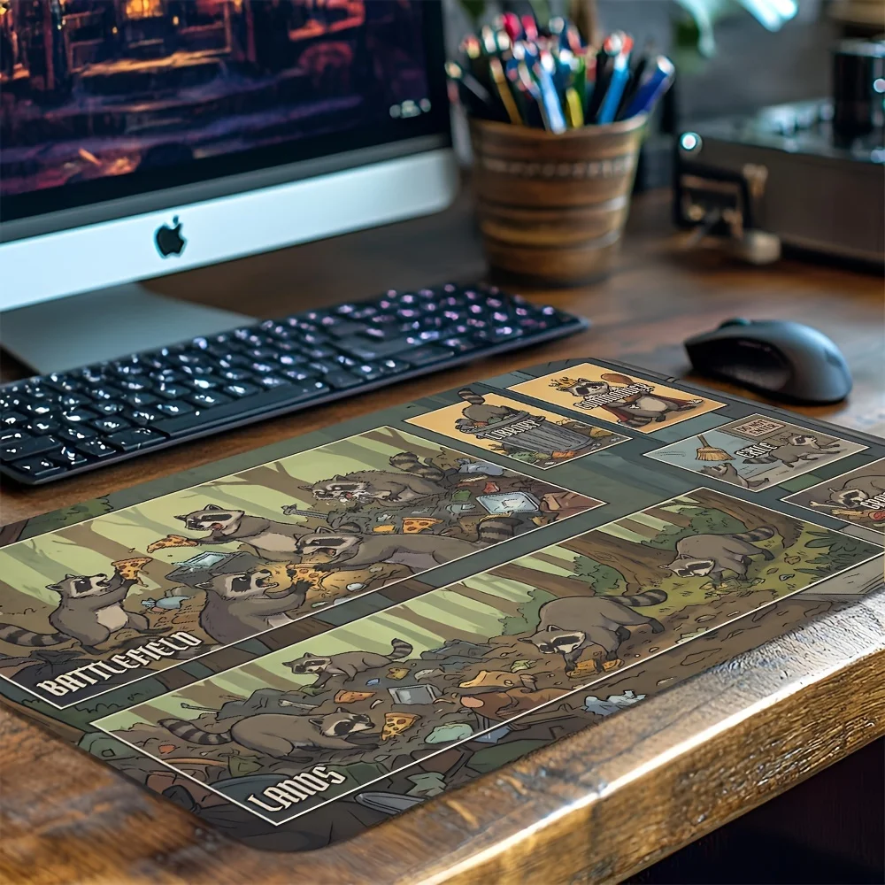 Trash Panda Racoon Playmat Magic Party Game Mat Durable Rubber for TCG Games 35X60cm Mouse Pad Offices Desk Mats Friendly Design - 5