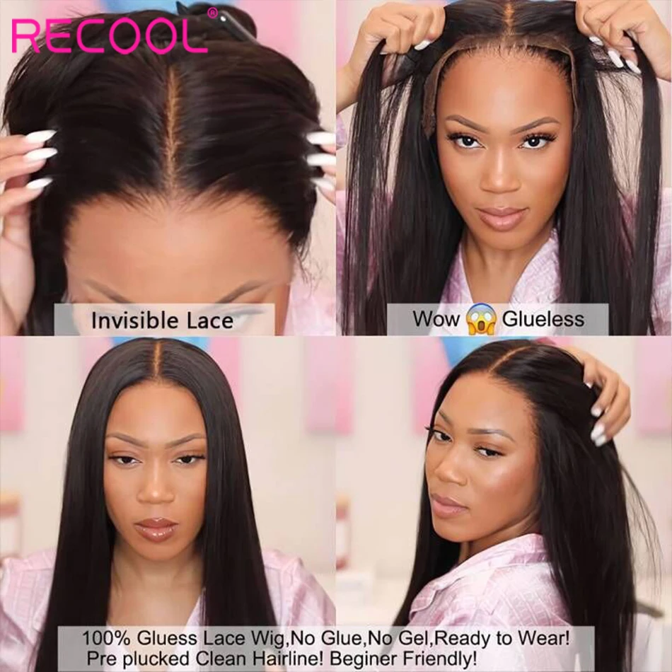 Recool Lace Front Human Hair Wigs Bone Straight Lace Front Wigs HD Frontal Wig Ready To Go Wig Human Hair