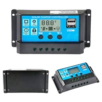 Régulateur solaire 12V/24V 30A 20A 10A, caricabatteria solaire, affichage PWM, LCD, double sortie USB 5V 6