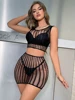 Seductive Perspective Fishnet Short Net Skirt Sexy Women's Underwear Night Club Party Wear Ladies Erotic Mesh Bodycon Dresses 5