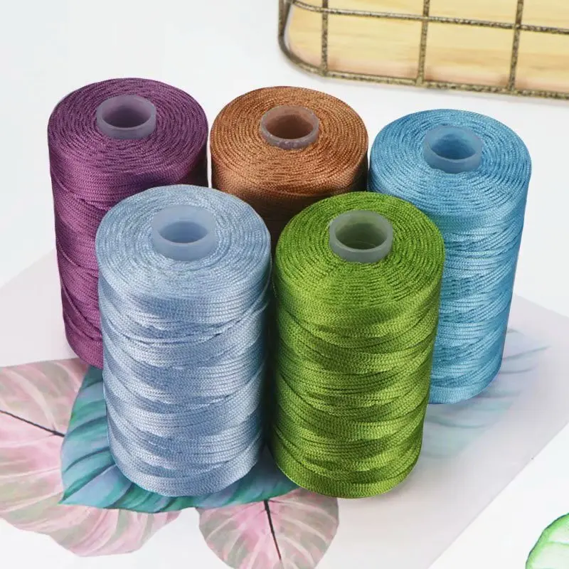 Crochet Yarn Summer Art Yarn Cord Polyester 1.5mm Cord Thin Ice Cotton Thread Handmade DIY Craft Hand Knitting Bag