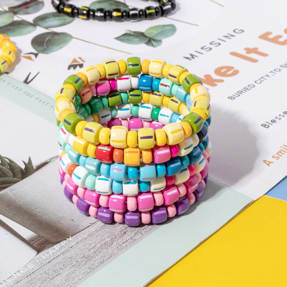 

2022 Colorful Fashion Customized Hot Selling Hand Painted Enamel Coated Beads for Women Jewelry Bracelet