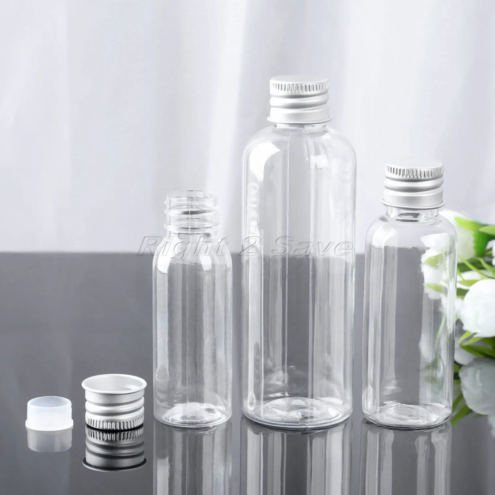 5PCS 30ML/50ML/100ML Plastic Bottle with Aluminum Screw Cap Plug Cosmetic Container Travel Kits Portable PET Lotion Cream Tube