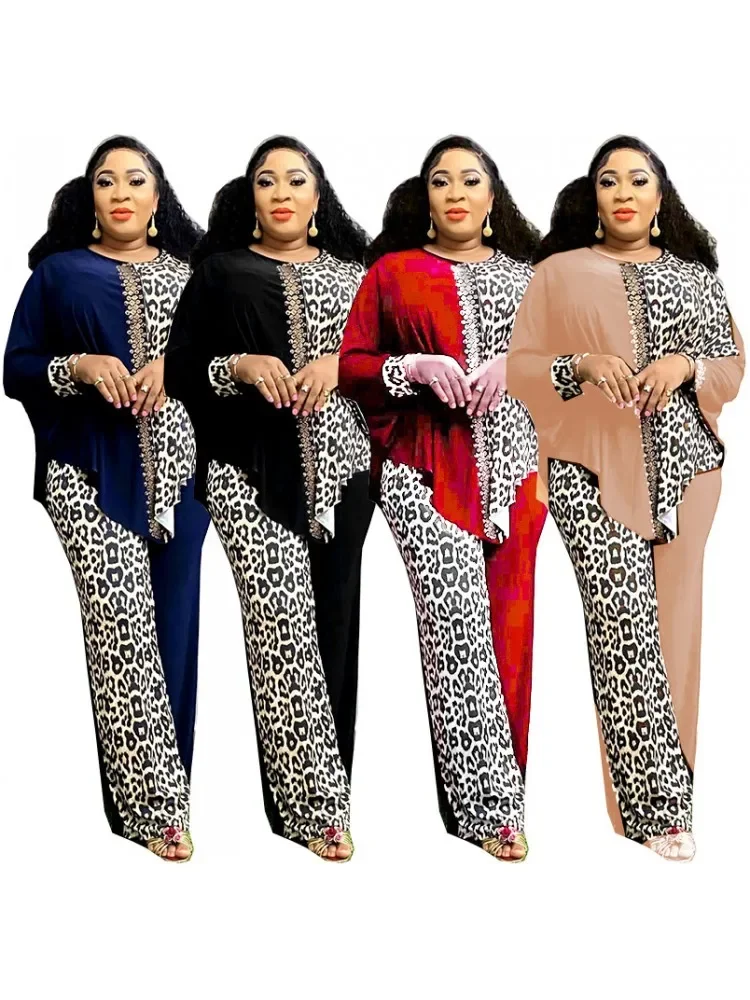 Women Two Piece Set 2 Piece African Spring Autumn Matching Sets Top Pants Suits