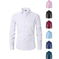 UK SIZE Long Sleeved Formal Shirt Men's Autumn Slim Fit Soft Classic Casual Shirt Business Office Wedding Dress Banquet Tops