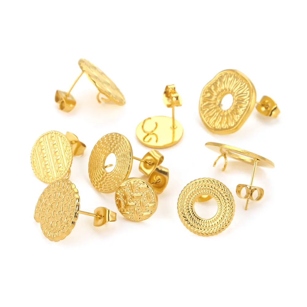 Stainless Steel Braided Thread Earrings Titanium Steel DIY Round Gold-plated Ear Accessories 2