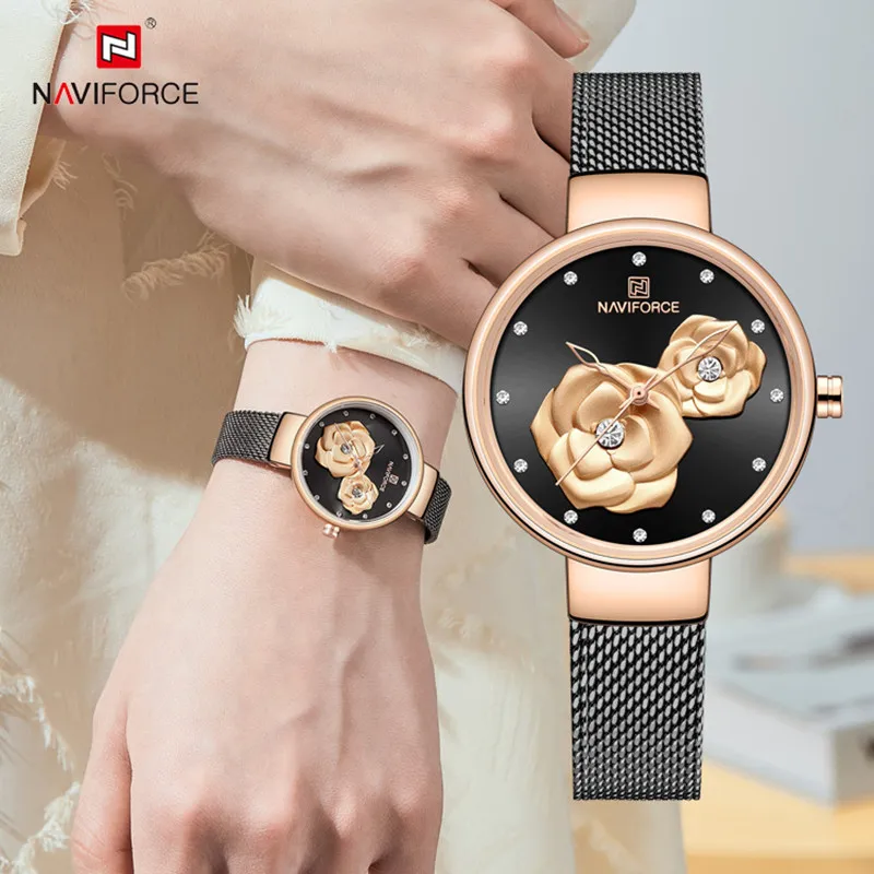 

Top Brand NAVIFORCE Elegant Women's Watches Waterproof Original Dress Bracelet Stainless Steel Strap Lady Clock Relogio Feminino