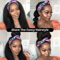 Crépus droit bandeau perruques Remy cheveux humains perruque prêt à porter brésilien Yaki droit bandeau perruque de cheveux humains pour les femmes 4