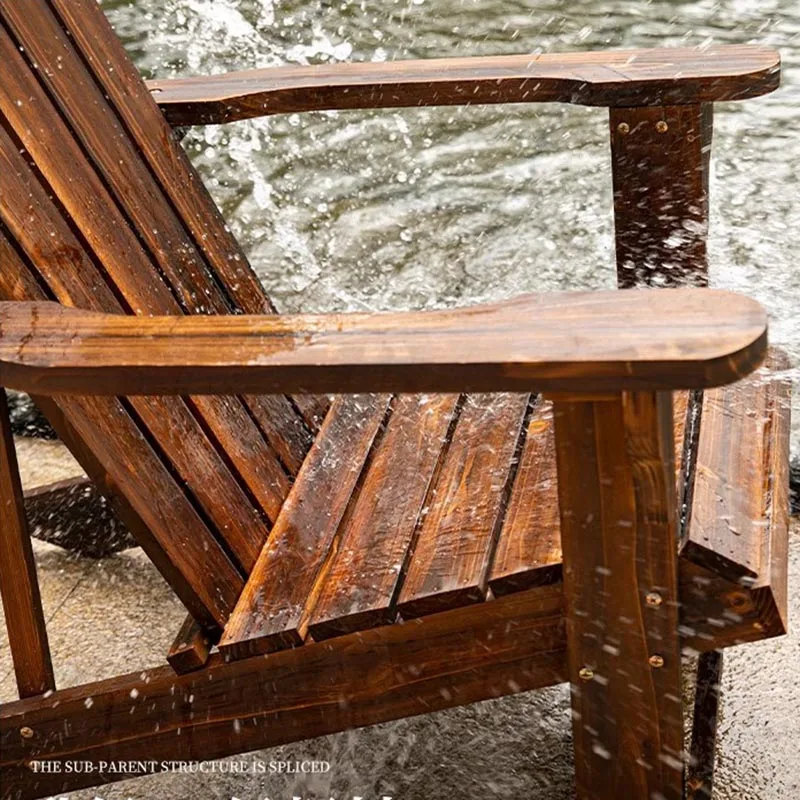 American Retro Outdoor Beach Wood Chair Solid Wood Garden Courtyard Outdoor Chair Swimming Pool Lounge Furniture WKGC