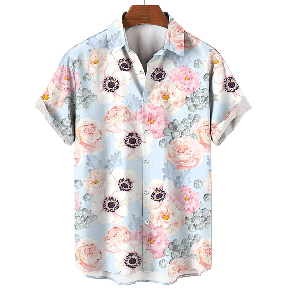 

Hawaiian Men'S Shirts Holiday Beach Floral Shirt 3d Flowers Print Tops Casual Cropped Oversized Blouse Designer Clothing 2023