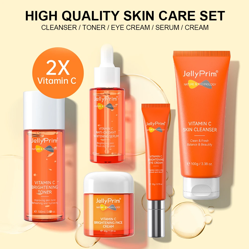 Vitamin C Face Full Skin Care Set Whitening Cream Dark Spots Serum Dark Circle Eye Facial Cleaning Moisturizing Lightening Kits forest full circle lp