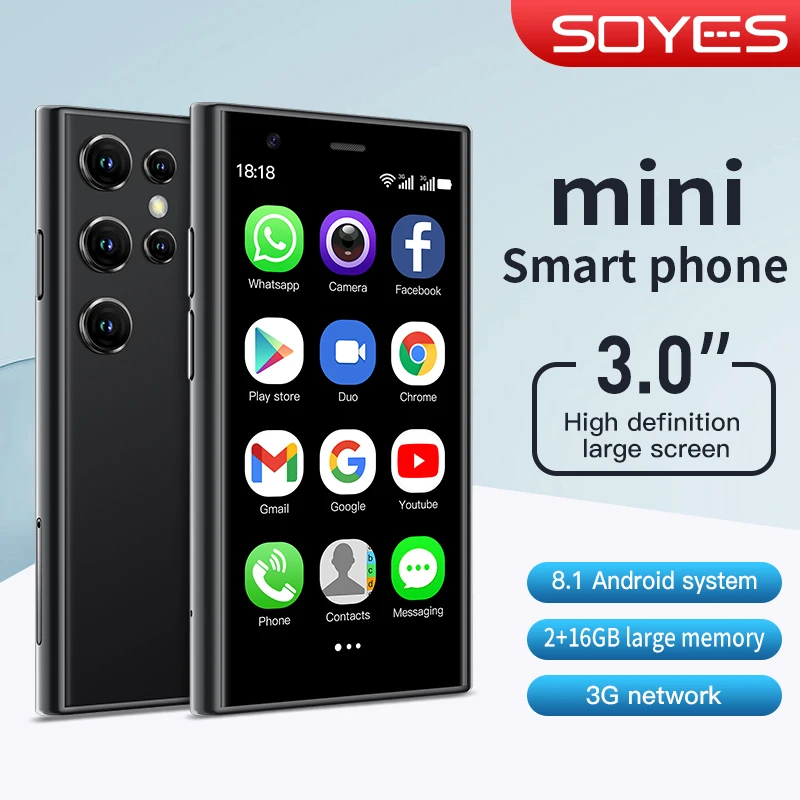 SOYES S23 프로 미니 스마트폰, 전면 및 후면 HD 카메라, 미니 소형 휴대폰, 2GB + 16GB