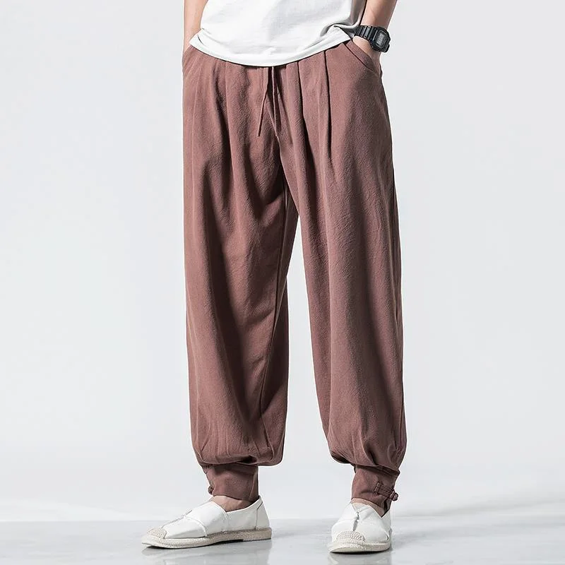 Traditional Chinese Bottoms Cotton Linen Buddha Shaolin Monk Kung Fu Pants Men Summer Monk Pants Buddhist Zen Lay Trousers