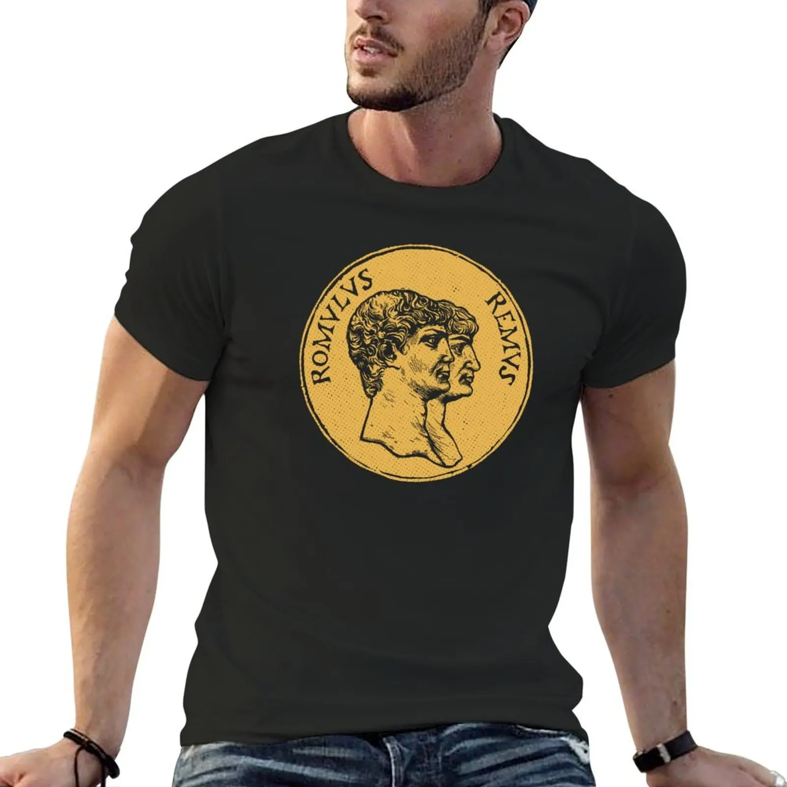 Romulus Et Remus Coin T-Shirt Sublime Anime Boys Whites Plain Mens White T-Shirt