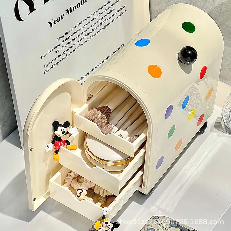 Cute Drawer Style Makeup Storage Box Multifunctional Dormitory Organizer Plastic Cosmetics Brush Dressing Desktop Storage Box 4