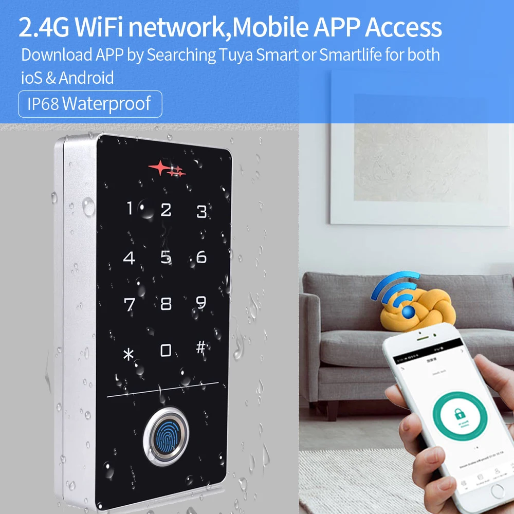 Wifi Tuya App Access Control System Electronic Gate Opener Digital Door Lock Keypad 125Khz RFID Reader Wiegand Output